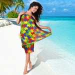 Autism Awareness Puzzle Pattern Print Beach Sarong Wrap