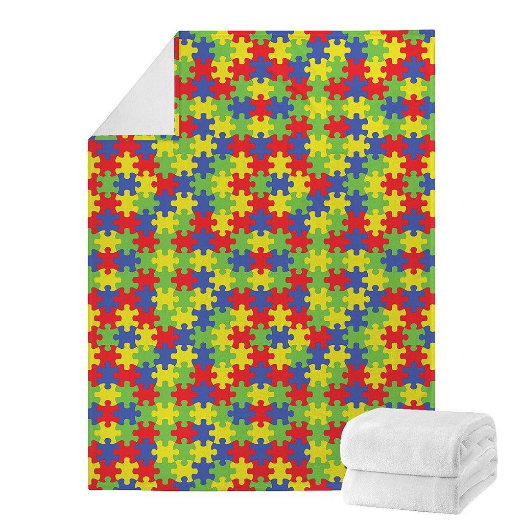 Autism Awareness Puzzle Pattern Print Blanket