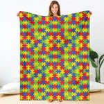 Autism Awareness Puzzle Pattern Print Blanket