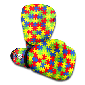 Autism Awareness Puzzle Pattern Print Boxing Gloves