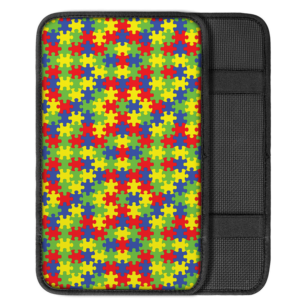 Autism Awareness Puzzle Pattern Print Car Center Console Cover