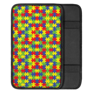 Autism Awareness Puzzle Pattern Print Car Center Console Cover