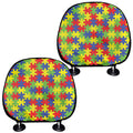 Autism Awareness Puzzle Pattern Print Car Headrest Covers