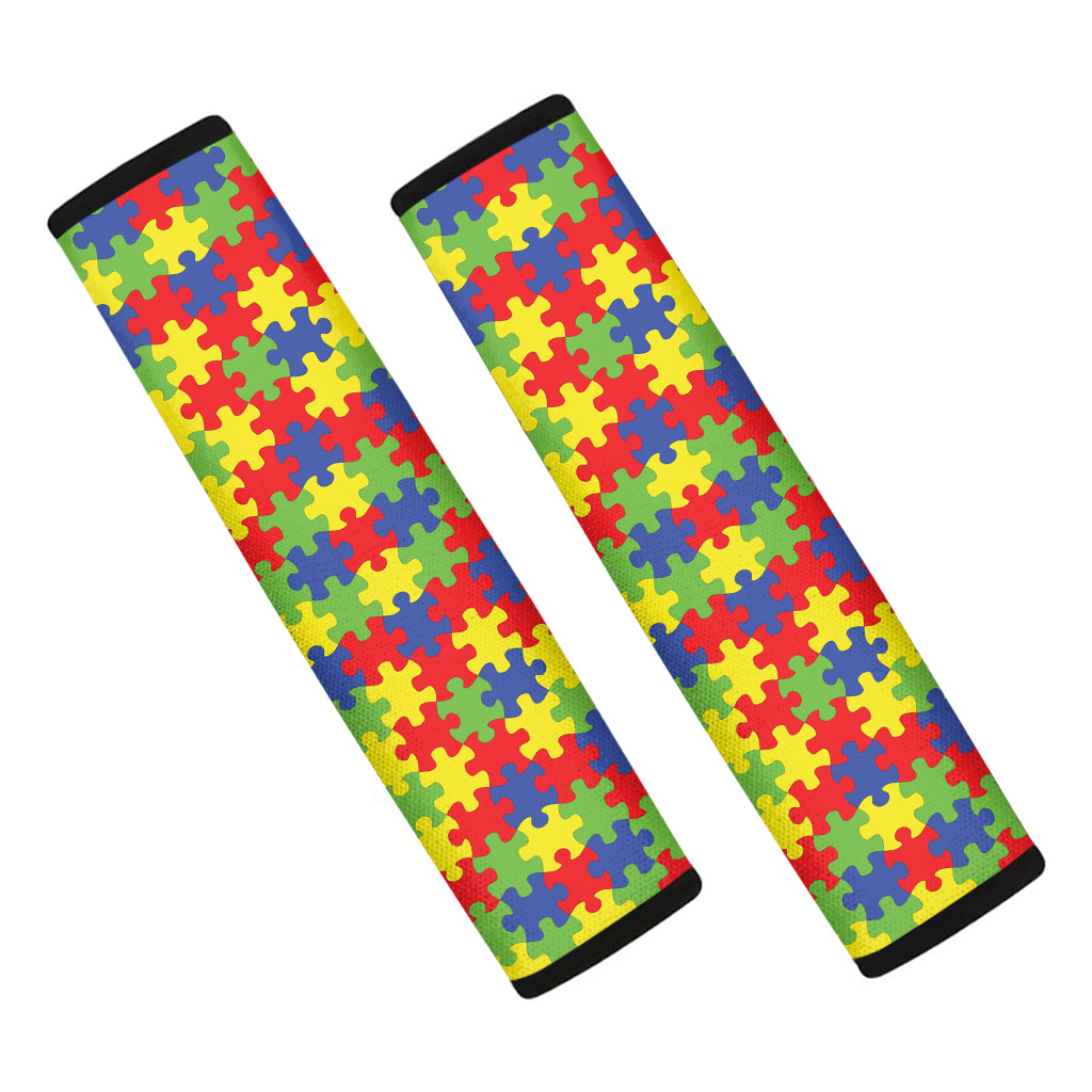 Autism Awareness Puzzle Pattern Print Car Seat Belt Covers