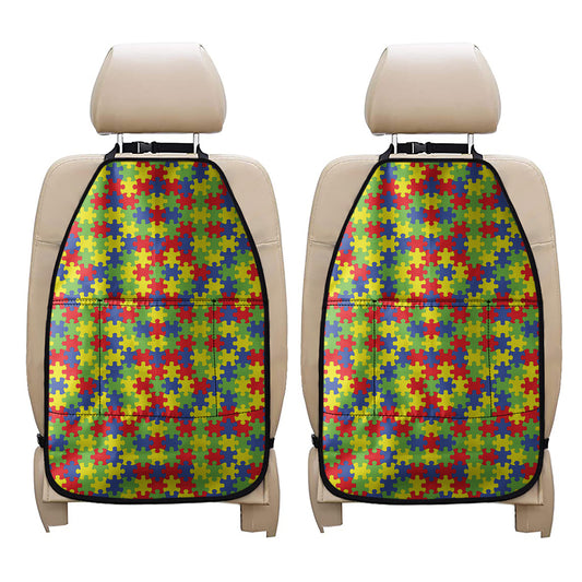 Autism Awareness Puzzle Pattern Print Car Seat Organizers