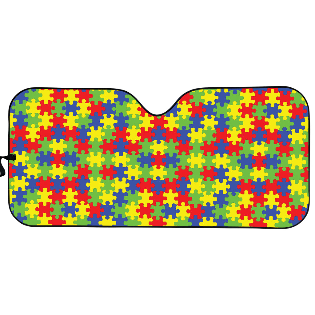 Autism Awareness Puzzle Pattern Print Car Sun Shade