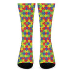 Autism Awareness Puzzle Pattern Print Crew Socks