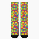 Autism Awareness Puzzle Pattern Print Crew Socks