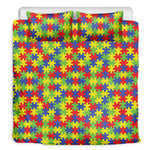Autism Awareness Puzzle Pattern Print Duvet Cover Bedding Set
