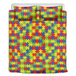 Autism Awareness Puzzle Pattern Print Duvet Cover Bedding Set
