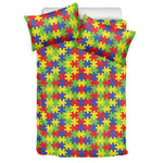Autism Awareness Puzzle Pattern Print Duvet Cover Bedding Set