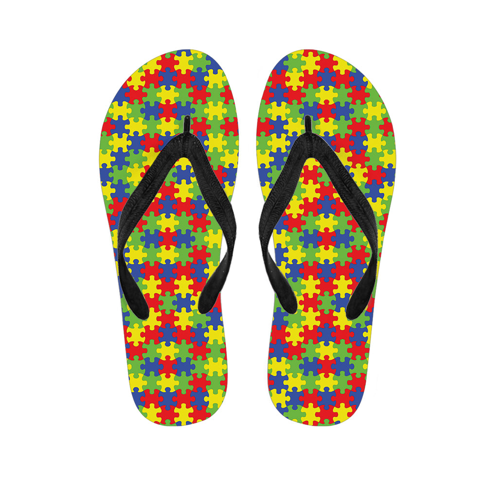 Autism Awareness Puzzle Pattern Print Flip Flops