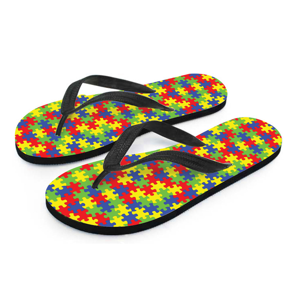 Autism Awareness Puzzle Pattern Print Flip Flops