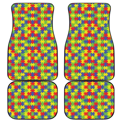 Autism Awareness Puzzle Pattern Print Front and Back Car Floor Mats
