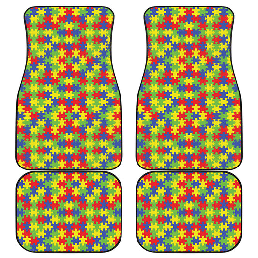 Autism Awareness Puzzle Pattern Print Front and Back Car Floor Mats
