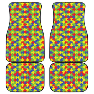 Autism Awareness Puzzle Pattern Print Front and Back Car Floor Mats