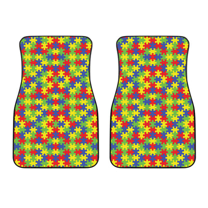 Autism Awareness Puzzle Pattern Print Front Car Floor Mats