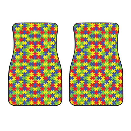 Autism Awareness Puzzle Pattern Print Front Car Floor Mats