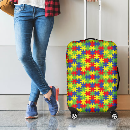 Autism Awareness Puzzle Pattern Print Luggage Cover