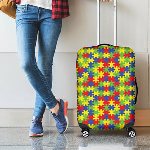 Autism Awareness Puzzle Pattern Print Luggage Cover