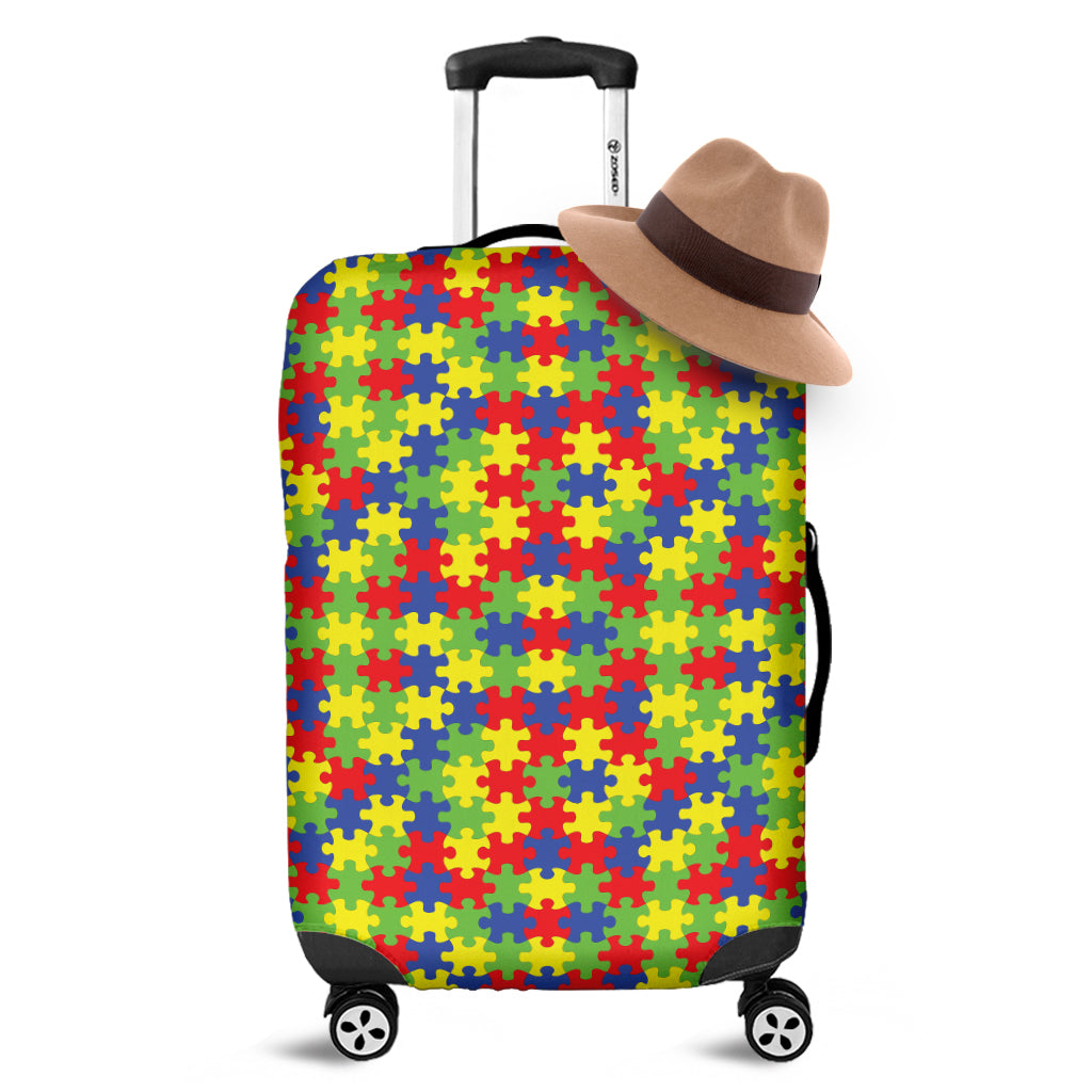 Autism Awareness Puzzle Pattern Print Luggage Cover