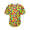 Autism Awareness Puzzle Pattern Print Men's Baseball Jersey