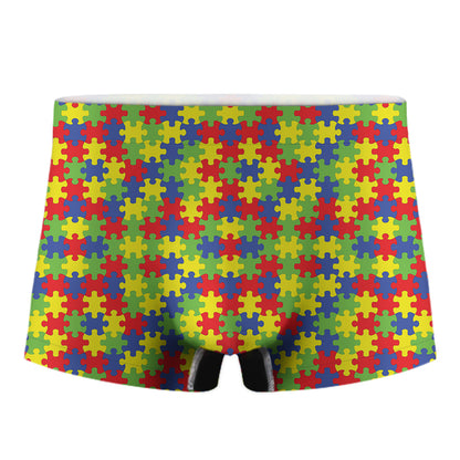 Autism Awareness Puzzle Pattern Print Men's Boxer Briefs