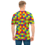 Autism Awareness Puzzle Pattern Print Men's T-Shirt