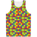 Autism Awareness Puzzle Pattern Print Men's Tank Top