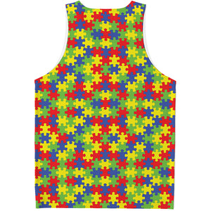 Autism Awareness Puzzle Pattern Print Men's Tank Top