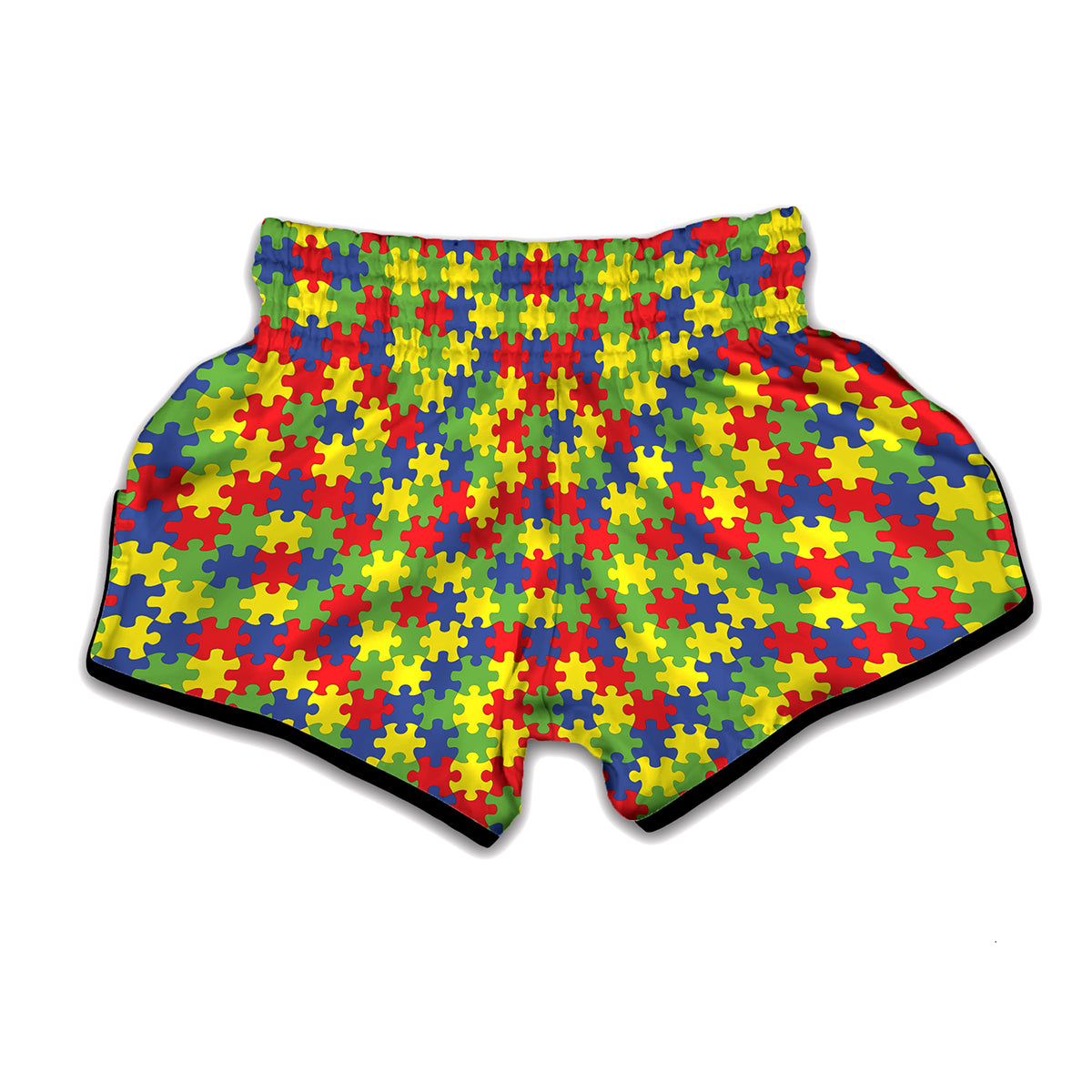 Autism Awareness Puzzle Pattern Print Muay Thai Boxing Shorts