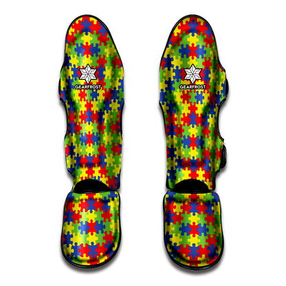 Autism Awareness Puzzle Pattern Print Muay Thai Shin Guard