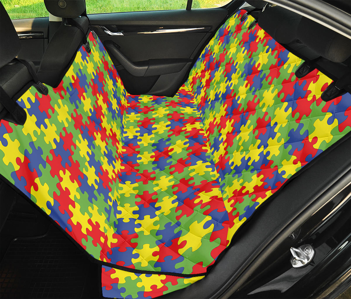 Autism Awareness Puzzle Pattern Print Pet Car Back Seat Cover