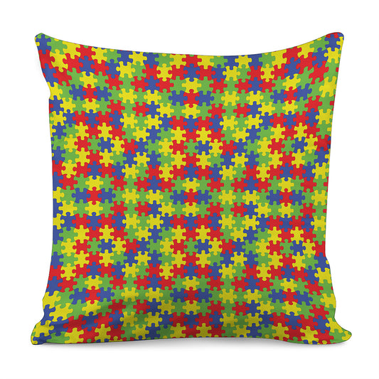Autism Awareness Puzzle Pattern Print Pillow Cover