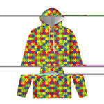 Autism Awareness Puzzle Pattern Print Pullover Hoodie