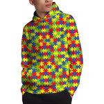 Autism Awareness Puzzle Pattern Print Pullover Hoodie