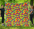 Autism Awareness Puzzle Pattern Print Quilt