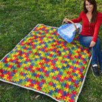 Autism Awareness Puzzle Pattern Print Quilt