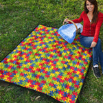 Autism Awareness Puzzle Pattern Print Quilt