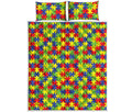 Autism Awareness Puzzle Pattern Print Quilt Bed Set