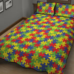 Autism Awareness Puzzle Pattern Print Quilt Bed Set
