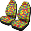 Autism Awareness Puzzle Pattern Print Universal Fit Car Seat Covers