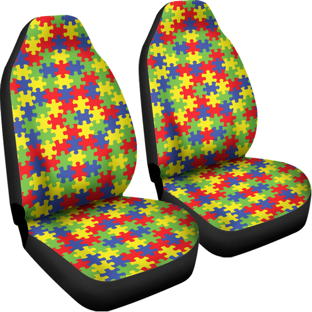 Autism Awareness Puzzle Pattern Print Universal Fit Car Seat Covers