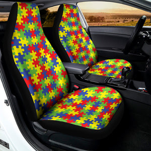 Autism Awareness Puzzle Pattern Print Universal Fit Car Seat Covers