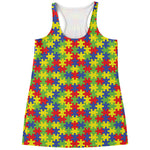 Autism Awareness Puzzle Pattern Print Women's Racerback Tank Top
