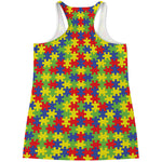 Autism Awareness Puzzle Pattern Print Women's Racerback Tank Top