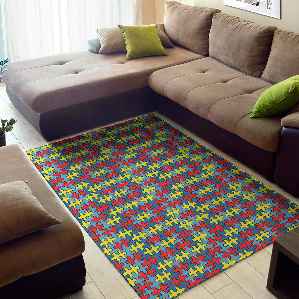 Autism Awareness Puzzle Print Area Rug