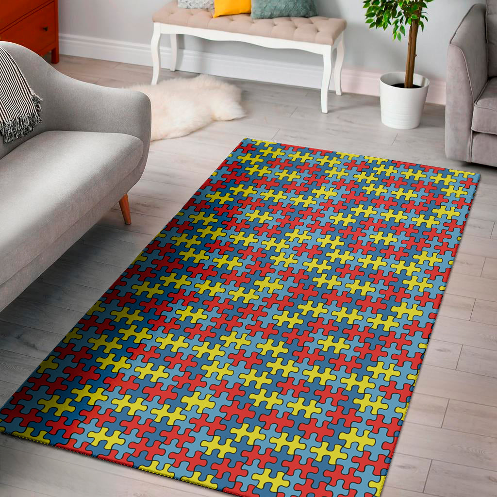 Autism Awareness Puzzle Print Area Rug