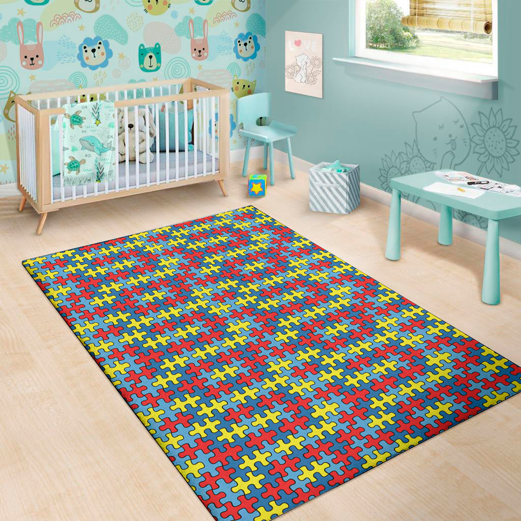 Autism Awareness Puzzle Print Area Rug