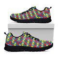 Autism Awareness Puzzle Print Black Running Shoes
